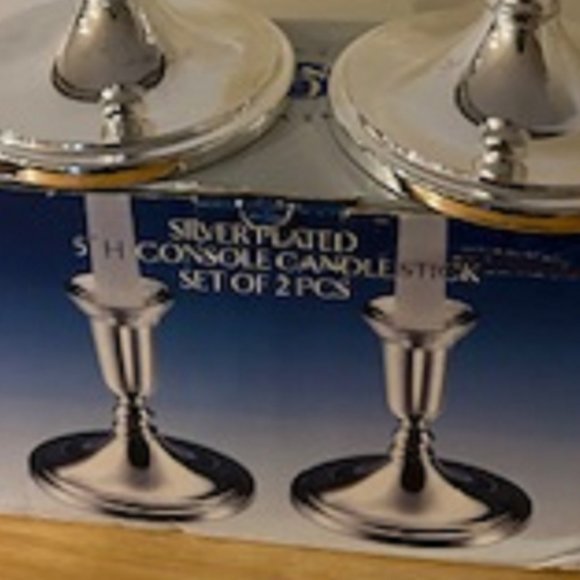 Candlestick Holders 5" Silver-Plated Set of 2 (Brand: Godinger) New - Picture 6 of 6